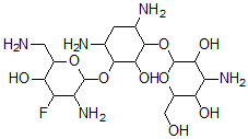 CAS#: 100343-10-0， 4-Amino-2-[4,6-Diamino-3-[3-Amino-6-(Aminomethyl)-4-Fluoro-5-Hydroxyoxan-2-Yl]Oxy-2-Hydroxycyclohexyl]Oxy-6-(Hydroxymethyl)Oxane-3,5-Diol