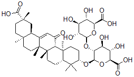 CAS#: 103000-77-7， (3beta,20beta)-20-carboxy-11-oxo-30-norolean-12-en-3-yl 2-O-beta-D-glucopyranuronosyl-beta-D-Glucopyranosiduronic acid