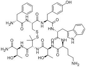 CAS#: 103429-31-8， Phenylalanyl-cyclo(cysteinyltyrosyl-tryptophyl-ornithyl-threonyl-penicillamine)threoninamide
