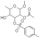 结构式 CAS# 103930-42-3, 甲基 2-O-乙酰基-6-脱氧-3-O-[(4-甲基苯基)磺酰基]吡喃己糖苷