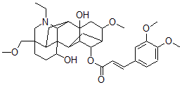 CAS#: 103956-41-8， (1alpha,14alpha(E),16beta)-20-Ethyl-16-Methoxy-4-(Methoxymethyl)-Aconitane-1,8,14-Triol 14-(3-(3,4-Dimethoxyphenyl)-2-Propenoate)