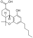 结构式 CAS# 104874-50-2, (6alphaR,10alphaR)-rel-6a,7,8,10a-四氢-1-羟基-6,6-二甲基-3-戊基-6H-二苯并[b,d]吡喃-9-羧酸
