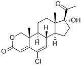 CAS#: 105149-04-0， (1R,3aS,3bR,9aR,9bS,11aS)-5-chloro-1-ethanoyl-1-hydroxy-9a,11a-dimethyl-2,3,3a,3b,9,9b,10,11-octahydroindeno[7,6-h]isochromen-7-one