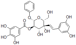 CAS#: 105304-51-6， [(2S,3R,4R,5S,6R)-5-[(E)-2-(3,5-Dihydroxyphenyl)Ethenyl]-4,5-Dihydroxy-6-(Hydroxymethyl)-2-(Phenoxy)Oxan-3-Yl] 3,4,5-Trihydroxybenzoate