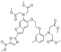 CAS#: 105344-37-4， Methyl 2-[6-[Bis(2-Methoxy-2-Oxoethyl)Amino]-5-[2-[2-[Bis(2-Methoxy-2-Oxoethyl)Amino]-5-Methylphenoxy]Ethoxy]-1-Benzofuran-2-Yl]-1,3-Oxazole-5-Carboxylate