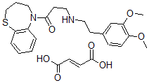 CAS#: 105394-80-7， 5-(3-((2-(3,4-Dimethoxyphenyl)ethyl)amino)-1-oxopropyl)-2,3,4,5-tetrahydro-1,5-Benzothiazepine (E)-2-butenedioate (1:1)