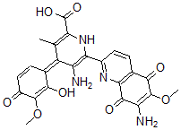 CAS#: 105933-56-0， 5-Amino-6-(7-Amino-6-Methoxy-5,8-Dioxoquinolin-2-Yl)-4-(2-Hydroxy-3-Methoxy-4-Oxo-1-Cyclohexa-2,5-Dienylidene)-3-Methyl-1H-Pyridine-2-Carboxylic Acid