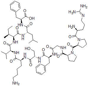 CAS#: 106128-91-0， (2S)-2-[[(2S)-2-[[(2S,3S)-2-[[(2S)-2-[[(2S)-6-Amino-2-[[(2S)-2-[[(2S)-2-[[2-[[(2S)-1-[(2S)-1-[(2S)-2-Amino-5-(Diaminomethylideneamino)Pentanoyl]Pyrrolidine-2-Carbonyl]Pyrrolidine-2-Carbonyl]Amino]Acetyl]Amino]-3-Phenylpropanoyl]Amino]-3-Hydroxypropanoyl]Amino]Hexanoyl]Amino]-3-Methylbutanoyl]Amino]-3-Methylpentanoyl]Amino]-4-Methylpentanoyl]Amino]-3-Phenylpropanoic Acid