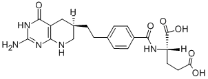 structure of CAS# 106400-81-1, (2S)-2-[[4-[2-[(6R)-2-Amino-4-Oxo-5,6,7,8-Tetrahydro-1H-Pyrido[5,6-e]Pyrimidin-6-Yl]Ethyl]Benzoyl]Amino]Pentanedioic Acid;(2S)-2-[[[4-[2-[(6R)-2-Amino-4-Oxo-5,6,7,8-Tetrahydro-1H-Pyrido[5,6-E]Pyrimidin-6-Yl]Ethyl]Phenyl]-Oxomethyl]Amino]Pentanedioic Acid;(2S)-2-[[4-[2-[(6R)-2-Amino-4-Keto-5,6,7,8-Tetrahydro-1H-Pyrido[5,6-E]Pyrimidin-6-Yl]Ethyl]Benzoyl]Amino]Glutaric Acid;(2S)-2-[[4-[2-[(6R)-2-Amino-4-Oxo-5,6,7,8-Tetrahydro-1H-Pyrido[5,6-E]Pyrimidin-6-Yl]Ethyl]Phenyl]Carbonylamino]Pentanedioic Acid