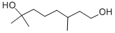 structure of CAS# 107-74-4, 3,7-Dimethyloctane-1,7-Diol;7-Hydroxy-3,7-Dimethyloctan-1-Ol;Citronellol, Hydroxy-;Hydroxycitronellol