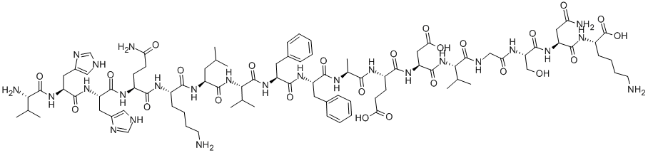 CAS#: 107015-83-8， L-Valyl-L-Histidyl-L-Histidyl-L-Glutaminyl-L-Lysyl-L-Leucyl-L-Valyl-L-Phenylalanyl-L-Phenylalanyl-L-Alanyl-L-alpha-Glutamyl-L-alpha-Aspartyl-L-Valylglycyl-L-Seryl-L-Asparaginyl-L-Lysine