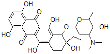 CAS#: 107807-19-2， 10-(4-Dimethylamino-5-Hydroxy-6-Methyloxan-2-Yl)Oxy-9-Ethyl-1,4,6,9,11-Pentahydroxy-8,10-Dihydro-7H-Tetracene-5,12-Dione