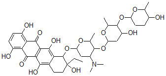 CAS#: 107826-16-4， 10-[4-Dimethylamino-5-[4-Hydroxy-5-(5-Hydroxy-6-Methyloxan-2-Yl)Oxy-6-Methyloxan-2-Yl]Oxy-6-Methyloxan-2-Yl]Oxy-9-Ethyl-1,4,6,9,11-Pentahydroxy-8,10-Dihydro-7H-Tetracene-5,12-Dione