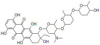 CAS#: 107826-17-5， 10-[4-Dimethylamino-5-[5-(5-Hydroxy-6-Methyloxan-2-Yl)Oxy-6-Methyloxan-2-Yl]Oxy-6-Methyloxan-2-Yl]Oxy-9-Ethyl-1,4,6,9,11-Pentahydroxy-8,10-Dihydro-7H-Tetracene-5,12-Dione
