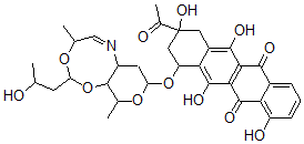 CAS#: 108147-17-7， 9-Acetyl-4,6,9,11-Tetrahydroxy-7-[[2-(2-Hydroxypropyl)-4,10-Dimethyl-4,6A,7,8,10,10alpha-Hexahydropyrano[5,4-d][1,3,6]Dioxazocin-8-Yl]Oxy]-8,10-Dihydro-7H-Tetracene-5,12-Dione