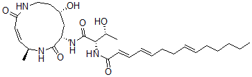 CAS#: 108351-51-5， (2E,4E,8E)-N-[(2S,3R)-3-Hydroxy-1-[[(3Z,5S,8S,10S)-10-Hydroxy-5-Methyl-2,7-Dioxo-1,6-Diazacyclododec-3-En-8-Yl]Amino]-1-Oxobutan-2-Yl]Tetradeca-2,4,8-Trienamide