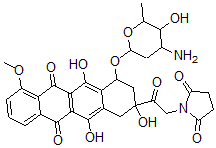 CAS#: 108936-90-9， 1-[2-[4-(4-Amino-5-Hydroxy-6-Methyloxan-2-Yl)Oxy-2,5,12-Trihydroxy-7-Methoxy-6,11-Dioxo-3,4-Dihydro-1H-Tetracen-2-Yl]-2-Oxoethyl]Pyrrolidine-2,5-Dione