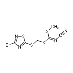 structure of CAS# 109305-66-0, [(3-Chloro-1,2,4-Thiadiazol-5-Yl)Sulfanyl]Methyl Methyl Cyanocarbonodithioimidate;[(3-chlor<wbr>anyl-1,2,<wbr>4-thiadia<wbr>zol-5-yl)<wbr>sulfanylm<wbr>ethylsulf<wbr>anyl-meth<wbr>ylsulfany<wbr>l-methyli<wbr>dene]cyan<wbr>amide;[(3-Chloro-1,2,4-thiadiazol-5-ylthio)methyl];[(3-Chlor<wbr>o-1,2,4-t<wbr>hiadiazol<wbr>-5-ylthio<wbr>)methyl]m<wbr>ethyl cya<wbr>nocarboni<wbr>midodithi<wbr>oate