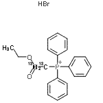 structure of CAS# 109376-35-4, (2-Ethoxy-2-Oxoethyl-1,2-<Sup>13</Sup>C<Sub>2</Sub>)Triphenyl-Phosphonium Hydrobromide (1:1);(Carbethoxymethyl-1,2-13C2)triphenylphosphonium bromide