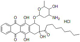 CAS#: 109485-63-4， 7-(4-Amino-5-Hydroxy-6-Methyloxan-2-Yl)Oxy-6,9,11-Trihydroxy-9-Nonanoyl-8,10-Dihydro-7H-Tetracene-5,12-Dione Hydrochloride