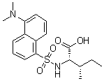 结构式 CAS# 1100-21-6, N-{[5-(二甲基氨基)-1-萘基]磺酰基}-L-异亮氨酸