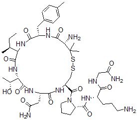 CAS#: 110220-69-4， 1(beta-Mercapto(beta,beta-cyclopentamethylene)propionic acid)-2-phe(Me)-4-thr-8-orn-oxytocin