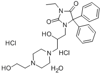 CAS#: 110465-03-7， 3-Ethyl-1-[2-Hydroxy-3-[4-(2-Hydroxyethyl)Piperazin-1-Yl]Propyl]-5,5-Diphenylimidazolidine-2,4-Dione Dihydrochloride