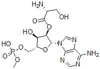 CAS 登录号：110707-49-8， [(2R,3R,4R,5R)-2-(6-氨基嘌呤-9-基)-4-羟基-5-[(羟基-甲氧基磷酰)氧基甲基]四氢呋喃-3-基](2R)-2-氨基-3-羟基丙酸酯