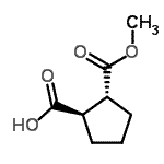 structure of CAS# 111138-44-4, (1R,2R)-2-(Methoxycarbonyl)Cyclopentanecarboxylic Acid;MFCD01311174;trans-2-Carbomethoxycyclopentane-1-carboxylic acid