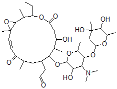 CAS#: 111205-12-0， 23-De((6-deoxy-2,3-di-O-methyl-beta-D-allopyranosyl)oxy)-12,13-epoxy-12,13-dihydrotylosin