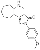 CAS#: 111205-55-1， 5,6,7,8,9,10-Hexahydro-2-(4-Methoxyphenyl)-Cyclohepta(b)Pyrazolo(3,4-d)Pyridin-3(2H)-One