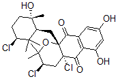 CAS#: 111216-63-8， (3R,4aR,10aS)-3,4alpha-Dichloro-10alpha-[[(1S,3S,6S)-3-Chloro-6-Hydroxy-2,2,6-Trimethylcyclohexyl]Methyl]-6,8-Dihydroxy-2,2-Dimethyl-3,4-Dihydrobenzo[g]Chromene-5,10-Dione