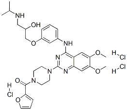 CAS#: 111218-84-9， Furan-2-Yl-[4-[4-[[3-[2-Hydroxy-3-(Propan-2-Ylamino)Propoxy]Phenyl]Amino]-6,7-Dimethoxyquinazolin-2-Yl]Piperazin-1-Yl]Methanone Trihydrochloride