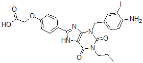 CAS#: 112533-64-9， 2-[4-[3-[(4-Amino-3-Iodophenyl)Methyl]-2,6-Dioxo-1-Propyl-7H-Purin-8-Yl]Phenoxy]Acetic Acid