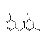 structure of CAS# 112748-45-5, 2,4-Dichloro-6-(3-Fluorophenoxy)-1,3,5-Triazine;2,4-bis(chloranyl)-6-(3-fluoranylphenoxy)-1,3,5-triazine;2,4-Dichloro-6-(3-fluorophenoxy)-1,3,5-triazine;4,6-dichloro-2-(3-fluorophenoxy)-1,3,5-triazine