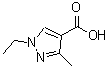 structure of CAS# 113131-46-7, 1-Ethyl-3-Methyl-1H-Pyrazole-4-Carboxylic Acid;1-ethyl-3-methylpyrazole-4-carboxylic acid;1-ethyl-3-methyl-pyrazole-4-carboxylic acid;BAS 04879377