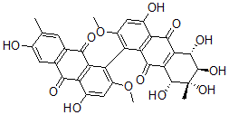 CAS#: 113531-87-6， 4,6-Dihydroxy-2-Methoxy-7-Methyl-1-[(5S,6R,7S,8R)-4,5,6,7,8-Pentahydroxy-2-Methoxy-7-Methyl-9,10-Dioxo-6,8-Dihydro-5H-Anthracen-1-Yl]Anthracene-9,10-Dione