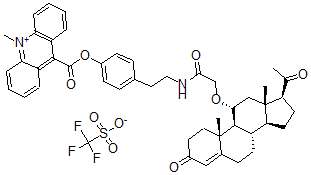 CAS#: 113578-24-8， [4-[2-[[2-[[(8S,9S,10R,11R,13S,14S,17S)-17-Acetyl-10,13-Dimethyl-3-Oxo-1,2,6,7,8,9,11,12,14,15,16,17-Dodecahydrocyclopenta[a]Phenanthren-11-Yl]Oxy]Acetyl]Amino]Ethyl]Phenyl] 10-Methylacridin-10-Ium-9-Carboxylate Trifluoromethanesulfonate