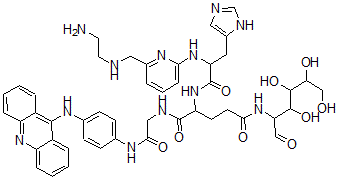 CAS#: 115416-34-7， N-[6-[[(2-Aminoethyl)amino]methyl]-2-pyridinyl]-L-histidyl-N-(2-deoxy-D-glucos-2-C-yl)-L-glutaminyl-N-[4-(9-acridinylamino)phenyl]-Glycinamide