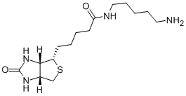 structure of CAS# 115416-38-1, 5-(Biotinamido)Pentylamine;5-[(3Ar,6S,6As)-2-Keto-1,3,3A,4,6,6A-Hexahydrothieno[3,4-D]Imidazol-6-Yl]-N-(5-Aminopentyl)Valeramide;Biotinyl Cadaverine;1H-Thieno(3,4-D)Imidazole-4-Pentanamide, N-(5-Aminopentyl)Hexahydro-2-Oxo-, (3As,4S,6Ar)-