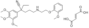 CAS#: 115787-31-0， alpha-Ethyl-3,4,5-trimethoxy-alpha-(3-((2-(2-methoxyphenoxy)ethyl)amino)propyl)benzeneacetonitrile fumarate