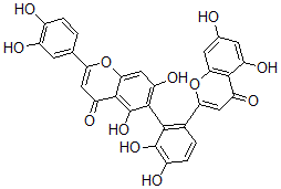 CAS#: 116383-34-7， 6-[6-(5,7-Dihydroxy-4-Oxochromen-2-Yl)-2,3-Dihydroxyphenyl]-2-(3,4-Dihydroxyphenyl)-5,7-Dihydroxychromen-4-One