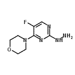 structure of CAS# 118121-89-4, 4-(5-Fluoro-2-Hydrazino-4-Pyrimidinyl)Morpholine;(5-Fluoro-4-morpholin-4-yl-pyrimidin-2-yl)-hydrazine;[5-Fluoro<wbr>-4-(morph<wbr>olin-4-yl<wbr>)pyrimidi<wbr>n-2-yl]hy<wbr>drazine, <wbr>5-Fluoro-<wbr>2-hydrazi<wbr>no-4-(mor<wbr>pholin-4-<wbr>yl)pyrimi<wbr>dine;4-(5-fluoro-2-hydrazinopyrimidin-4-yl)morpholine