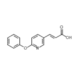 structure of CAS# 118420-05-6, (2E)-3-(6-Phenoxy-3-Pyridinyl)Acrylic Acid;(2E)-3-(6-phenoxy(3-pyridyl))prop-2-enoic acid;(2E)-3-(6-phenoxypyridin-3-yl)prop-2-enoic acid;(2E)-3-(6<wbr>-Phenoxyp<wbr>yridin-3-<wbr>yl)prop-2<wbr>-enoic ac<wbr>id, trans<wbr>-3-(6-Phe<wbr>noxypyrid<wbr>in-3-yl)a<wbr>crylic ac<wbr>id