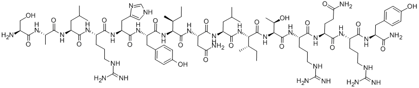 CAS#: 119019-65-7， L-Seryl-L-Alanyl-L-Leucyl-L-Arginyl-L-Histidyl-L-Tyrosyl-L-Isoleucyl-L-Asparaginyl-L-Leucyl-L-Isoleucyl-L-Threonyl-L-Arginyl-L-Glutaminyl-L-Arginyl-L-Tyrosinamide