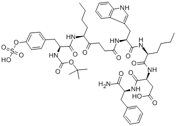 CAS#: 119068-32-5， tert-Butyloxycarbonyl-sulfo-tyrosyl-psi-acetyl-glycyl-tryptophyl-norleucyl-aspartyl-phenylalanylamide