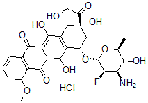 CAS#: 119288-23-2， 7(O)-(3-Amino-2,3,6-Trideoxy-2-Fluorotalopyranosyl)Adriamycinone hydrochloride