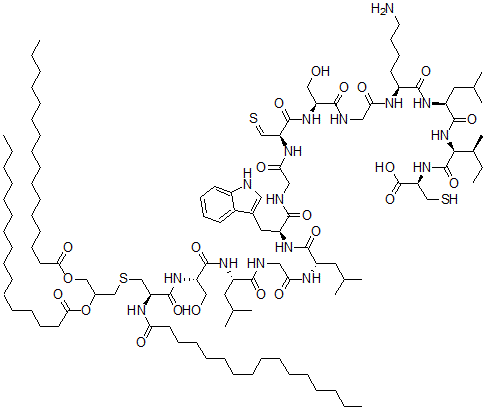 CAS#: 119320-04-6， Palmitoyl(3)-Cysteinyl-Seryl-(Hiv-1(598-609)Cyclic Disulfide)