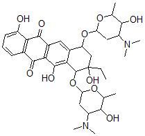 CAS#: 119445-99-7， 7,10-Bis[(4-Dimethylamino-5-Hydroxy-6-Methyloxan-2-Yl)Oxy]-9-Ethyl-4,9,11-Trihydroxy-8,10-Dihydro-7H-Tetracene-5,12-Dione
