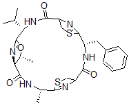 CAS#: 120853-13-6， (4S-(4R*,7S*,8R*,11R*,18R*))-7,11-dimethyl-4-(1-methylethyl)-18-(phenylmethyl)-6-Oxa-13,20-dithia-3,10,17,22,23,24-hexaazatetracyclo(17.2.1.15,8.112,15)tetracosa-5(24),12(23),19(22)-triene-2,9,16-trione